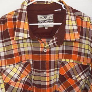 5XL EVOLUTION Plaid Long Sleeve Button Front Shirt